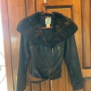 Women’s leathered and fur jacket by Marciano/Guess